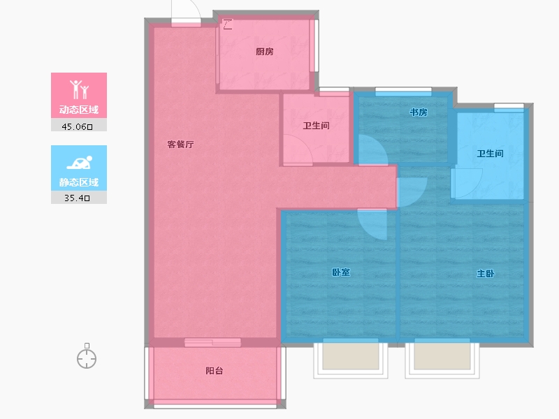 浙江省-绍兴市-水韵蓝湾-72.23-户型库-动静分区