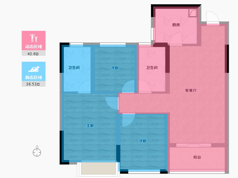 浙江省-金华市-诚通悦江湾-70.40-户型库-动静分区