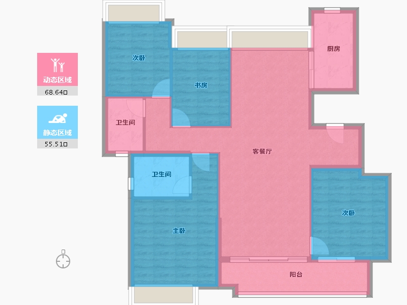 海南省-陵水黎族自治县-雅居乐清水湾-112.77-户型库-动静分区