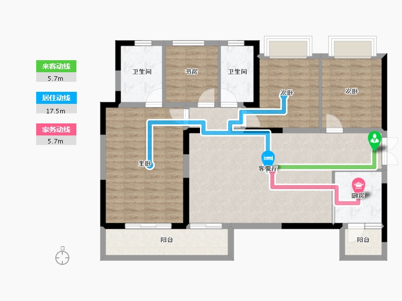 四川省-成都市-东韵雅苑-107.72-户型库-动静线