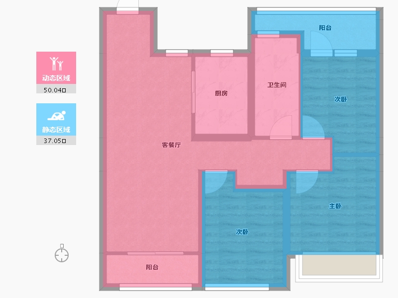 山东省-烟台市-中海长安云锦-76.74-户型库-动静分区