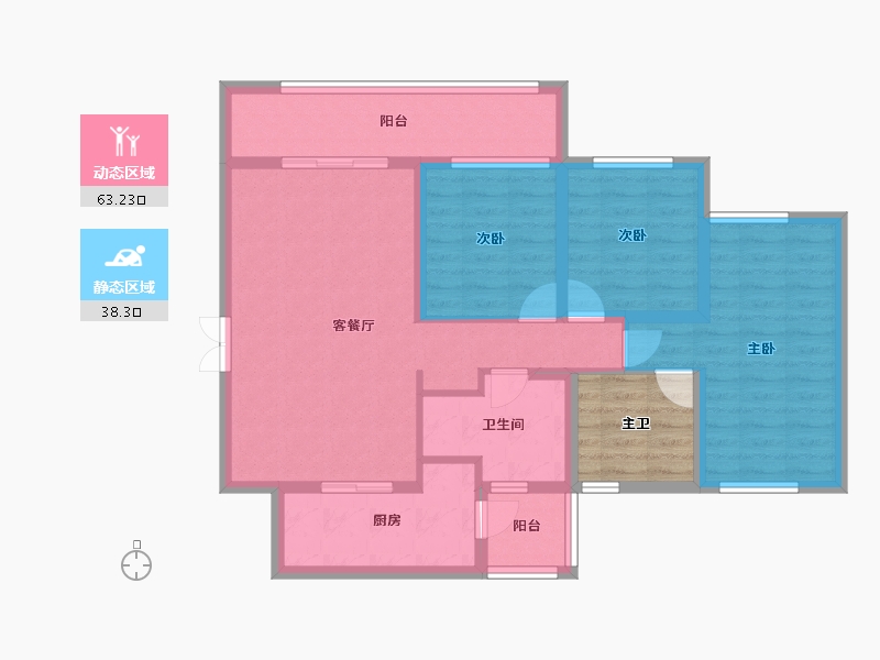 四川省-成都市-双楠悦天地-95.87-户型库-动静分区