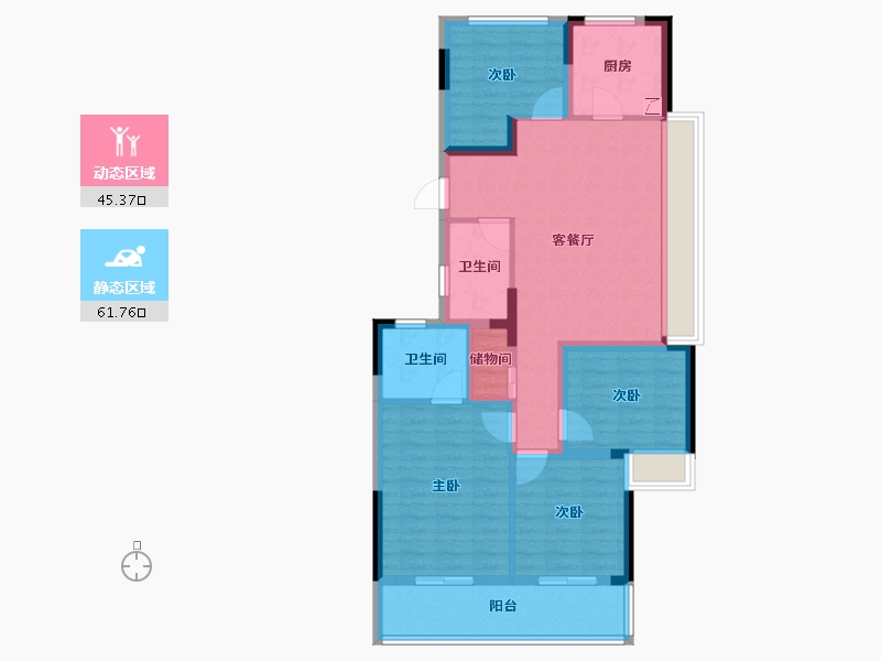 浙江省-金华市-诚通悦江湾-95.20-户型库-动静分区