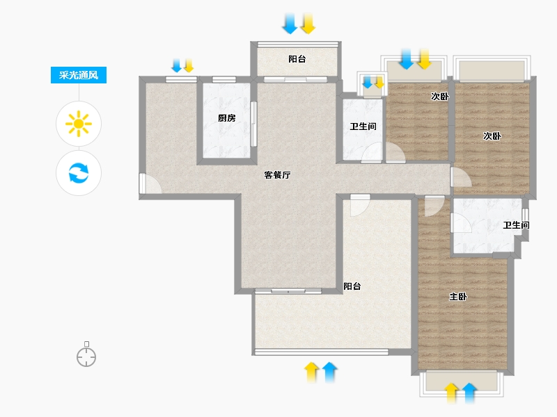 海南省-陵水黎族自治县-雅居乐清水湾-128.86-户型库-采光通风