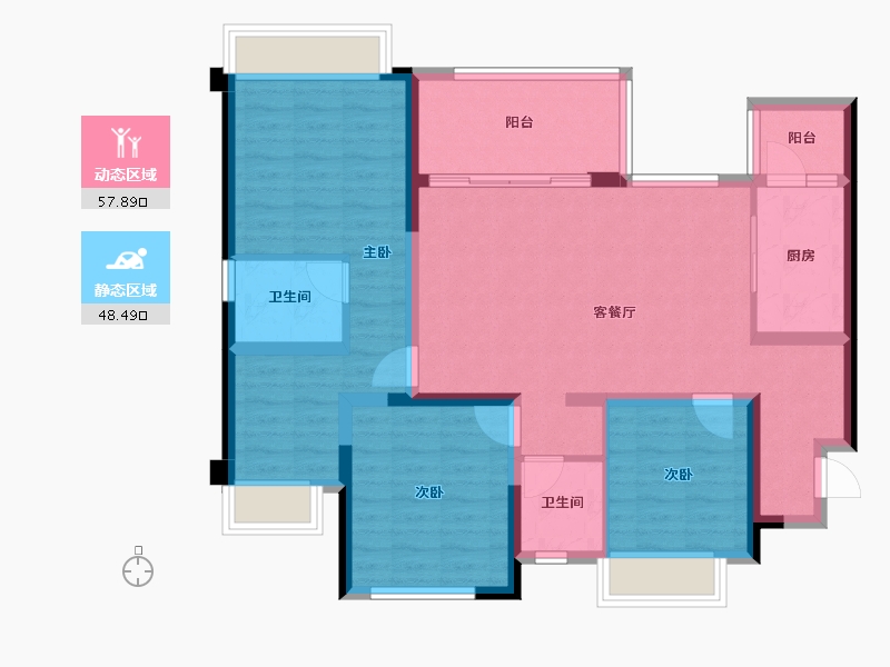 重庆-重庆市-中建御湖壹号-94.29-户型库-动静分区