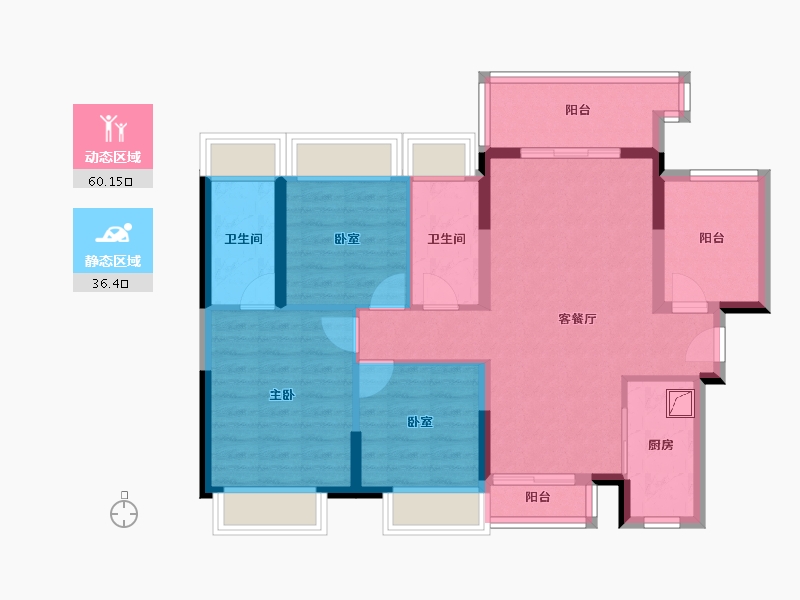 广东省-惠州市-珀尔世家花园-85.50-户型库-动静分区