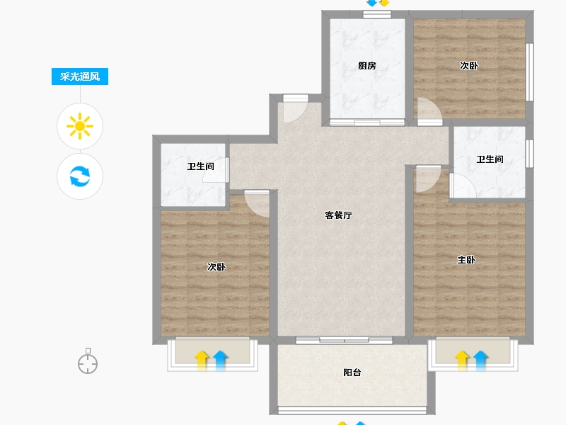 海南省-陵水黎族自治县-雅居乐清水湾-98.77-户型库-采光通风