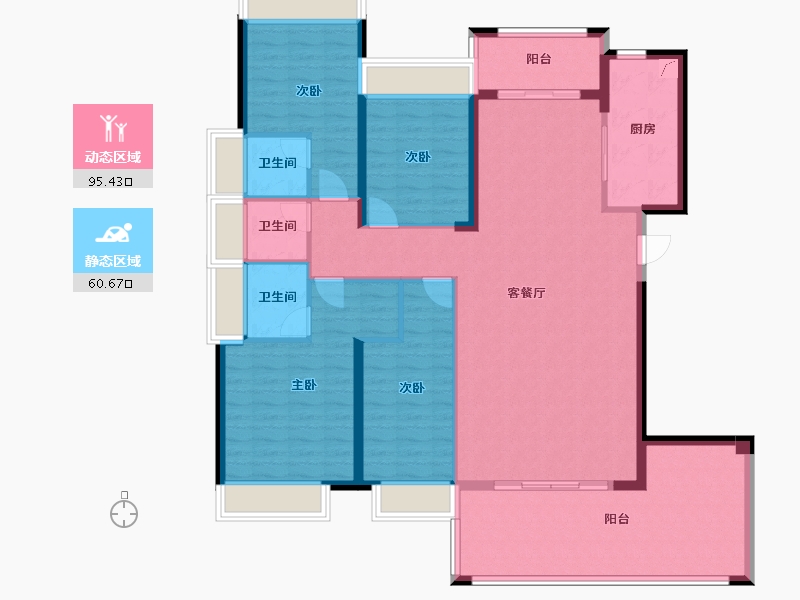 广东省-揭阳市-翔栩·水岸城-164.00-户型库-动静分区