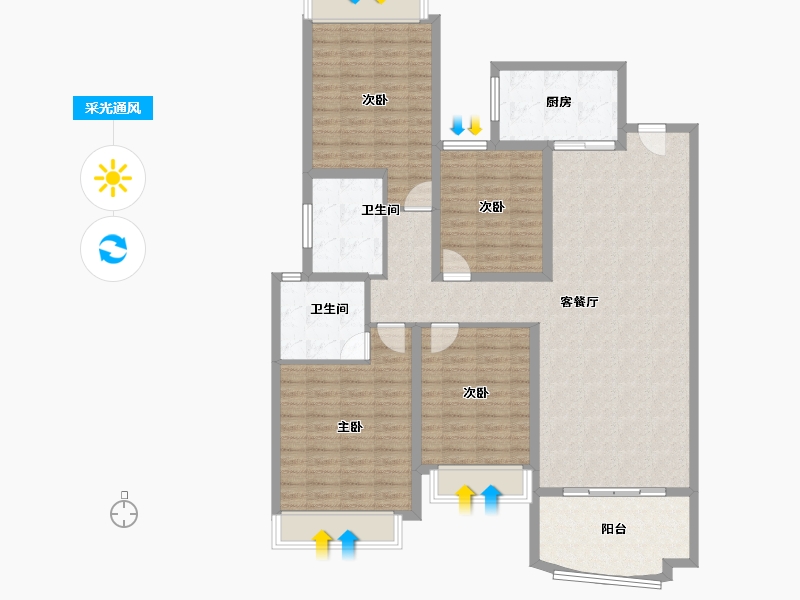 海南省-陵水黎族自治县-雅居乐清水湾-133.43-户型库-采光通风