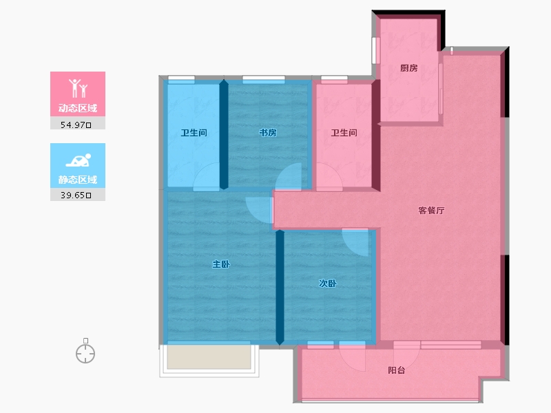 山东省-烟台市-芝罘吾悦广场-84.40-户型库-动静分区