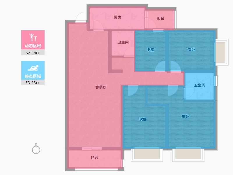 云南省-昆明市-江东铂悦湾-102.57-户型库-动静分区