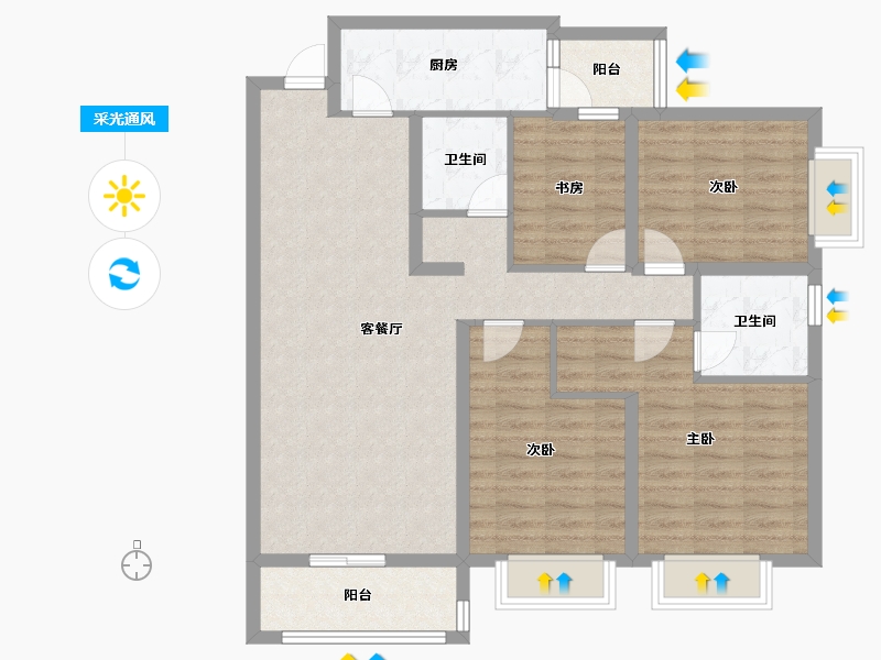 云南省-昆明市-江东铂悦湾-102.57-户型库-采光通风