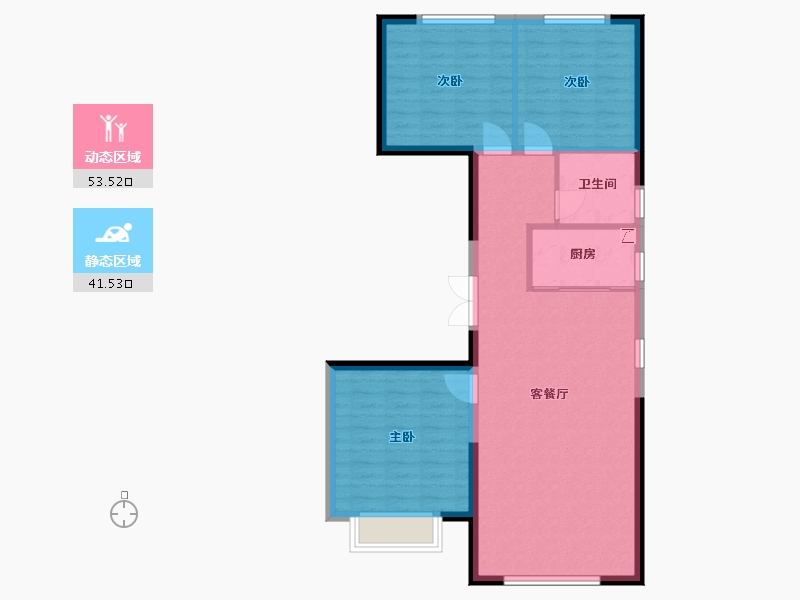 内蒙古自治区-包头市-方兴卫士府-87.00-户型库-动静分区