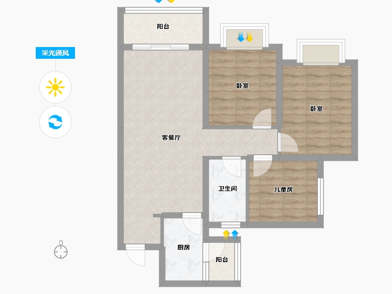 四川省-成都市-城投中南智在云辰-68.61-户型库-采光通风