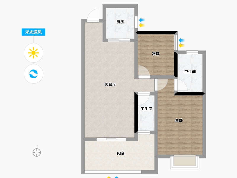 海南省-三亚市-公园88号-84.00-户型库-采光通风