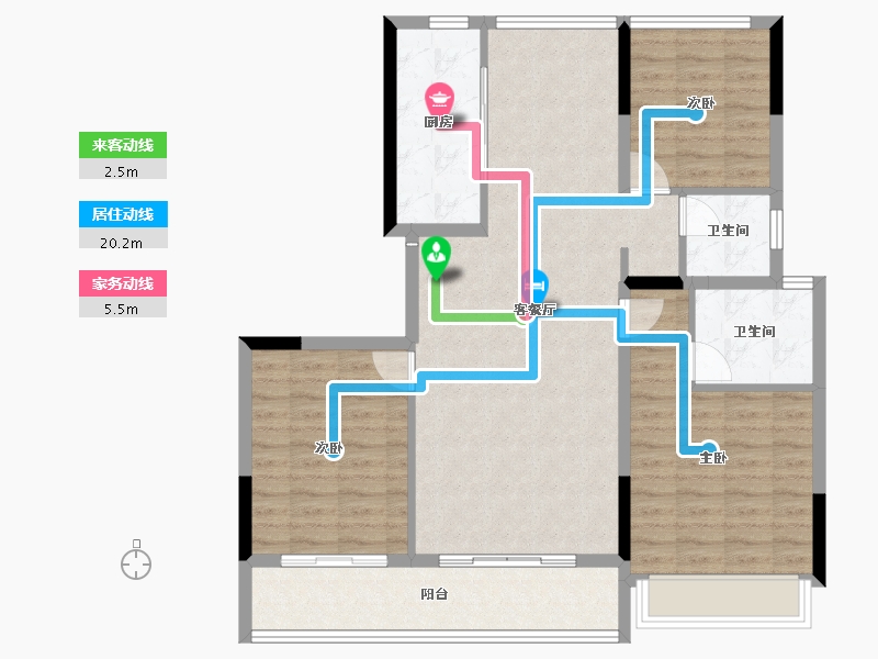 山东省-烟台市-绿城留香园-102.40-户型库-动静线