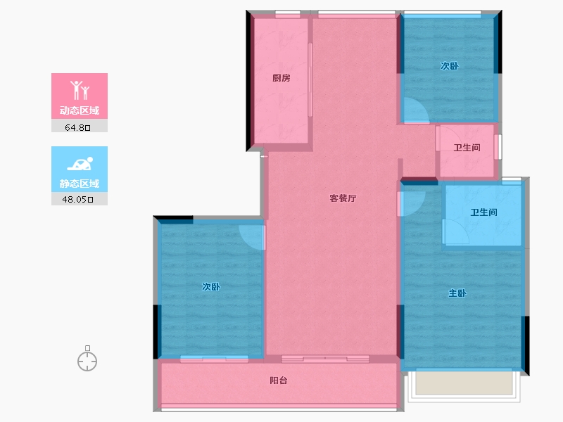 山东省-烟台市-绿城留香园-102.40-户型库-动静分区