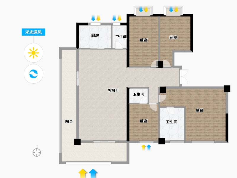 云南省-昆明市-碧桂园北城映象大观-192.00-户型库-采光通风