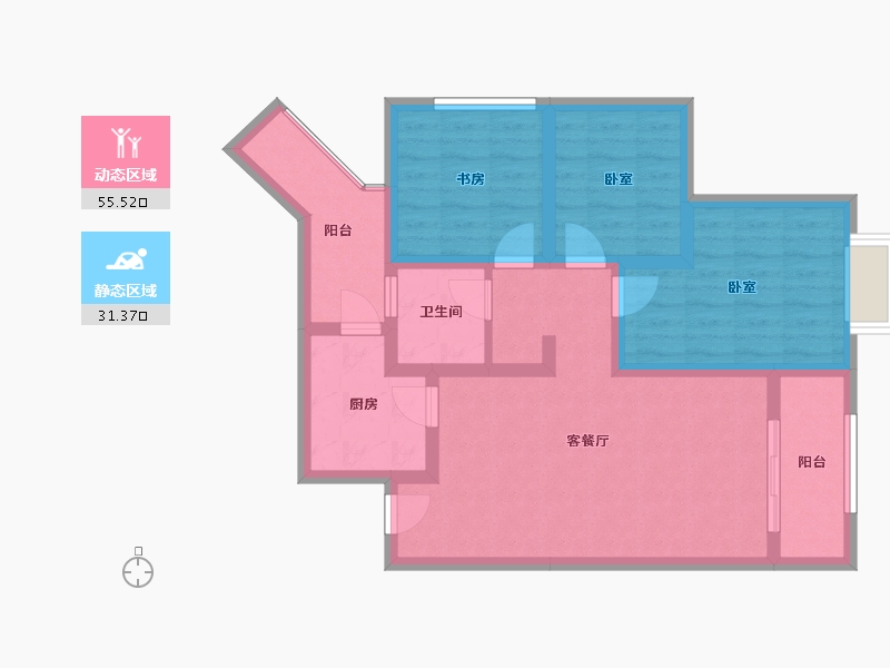 重庆-重庆市-嘉裕国际社区-76.07-户型库-动静分区