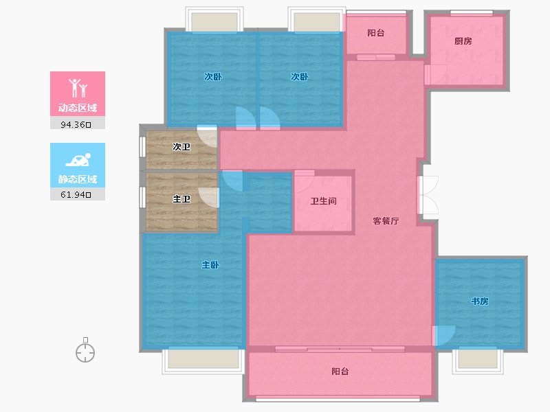 四川省-成都市-中洲锦城湖岸二期-152.63-户型库-动静分区