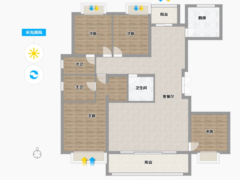 四川省-成都市-中洲锦城湖岸二期-152.63-户型库-采光通风