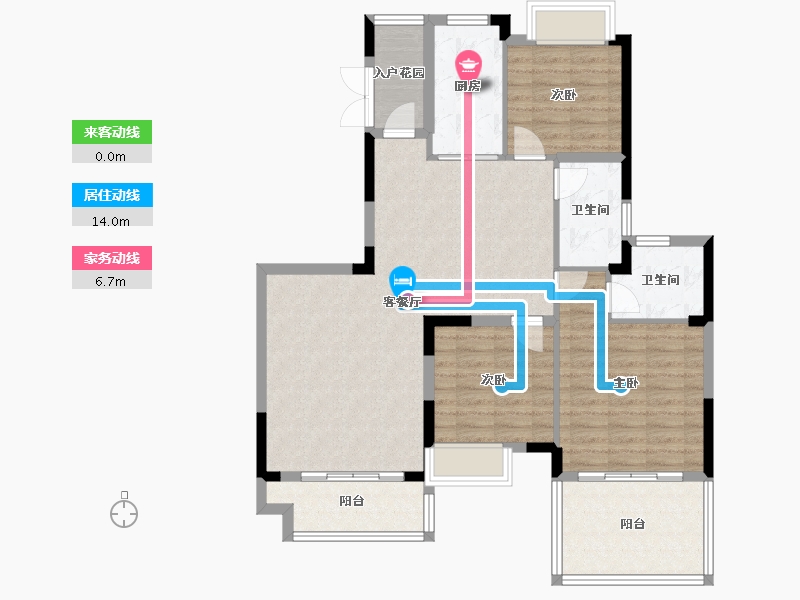 重庆-重庆市-南川恒大滨河左岸-100.74-户型库-动静线