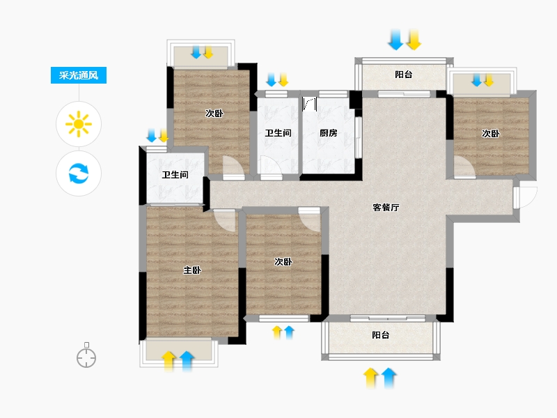 湖南省-娄底市-珠山府-130.00-户型库-采光通风