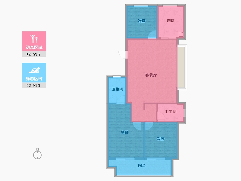 浙江省-金华市-中天中腾湖璟园-92.80-户型库-动静分区