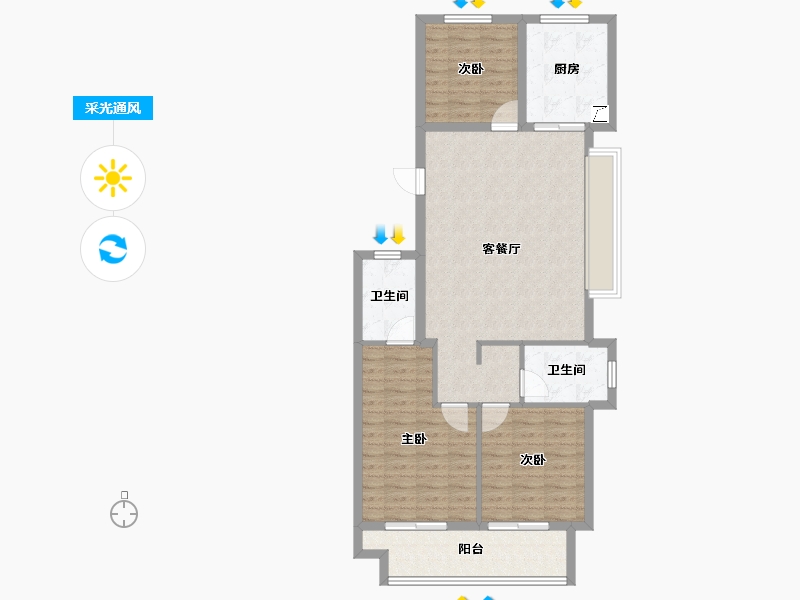 浙江省-金华市-中天中腾湖璟园-92.80-户型库-采光通风