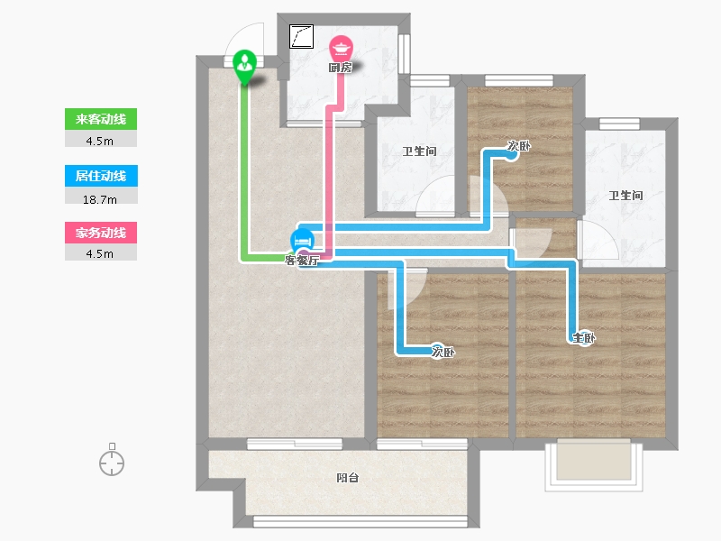 浙江省-金华市-中天中腾湖璟园-71.19-户型库-动静线