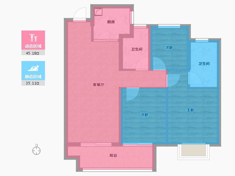 浙江省-金华市-中天中腾湖璟园-71.19-户型库-动静分区