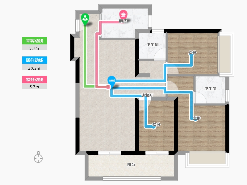 云南省-昆明市-俊发星辰俊园-84.44-户型库-动静线