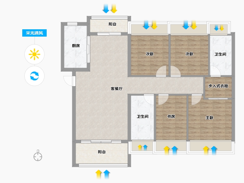 浙江省-宁波市-招商·雍华府-105.94-户型库-采光通风