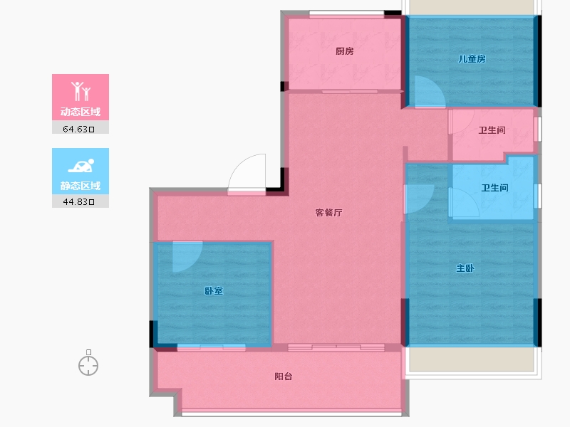 河南省-南阳市-碧桂园湖悦兰庭-99.69-户型库-动静分区