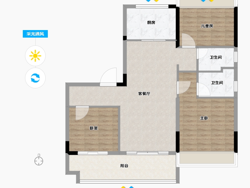 河南省-南阳市-碧桂园湖悦兰庭-99.69-户型库-采光通风