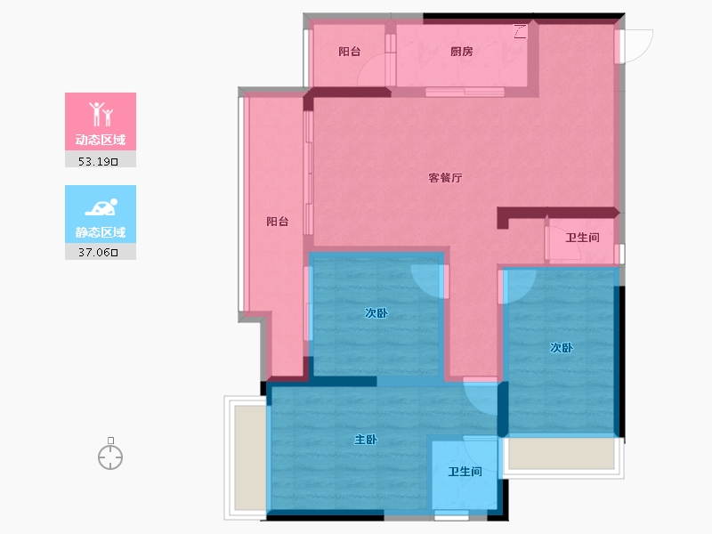 重庆-重庆市-金科长江星辰-79.41-户型库-动静分区