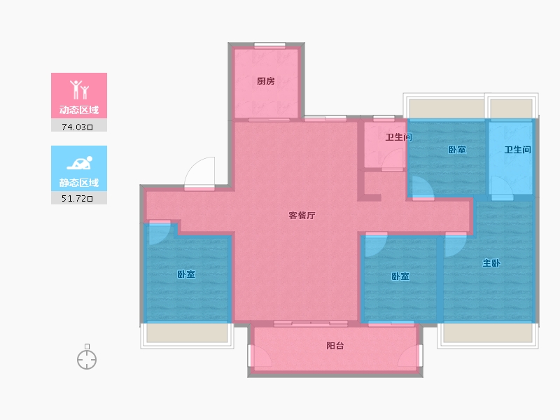 河南省-南阳市-建业青云里-113.60-户型库-动静分区