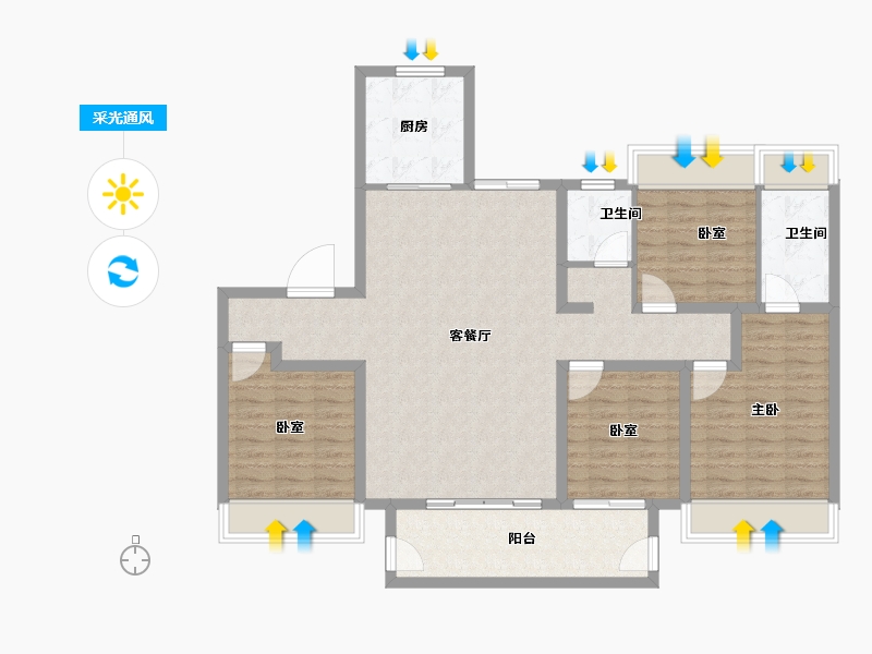 河南省-南阳市-建业青云里-113.60-户型库-采光通风