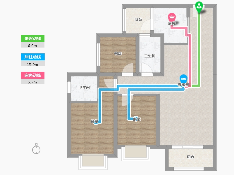 重庆-重庆市-嘉裕国际社区-80.20-户型库-动静线