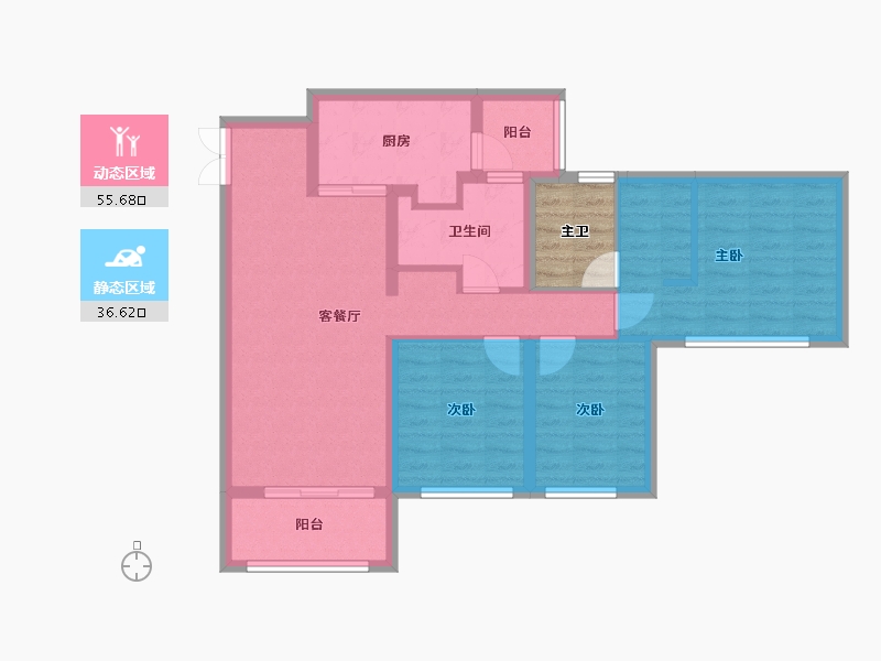 四川省-成都市-双楠悦天地-85.94-户型库-动静分区