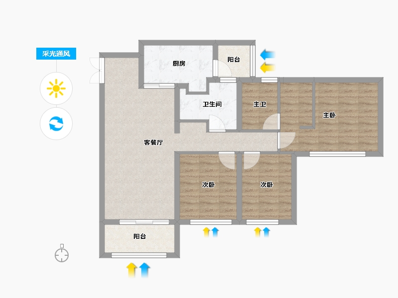 四川省-成都市-双楠悦天地-85.94-户型库-采光通风