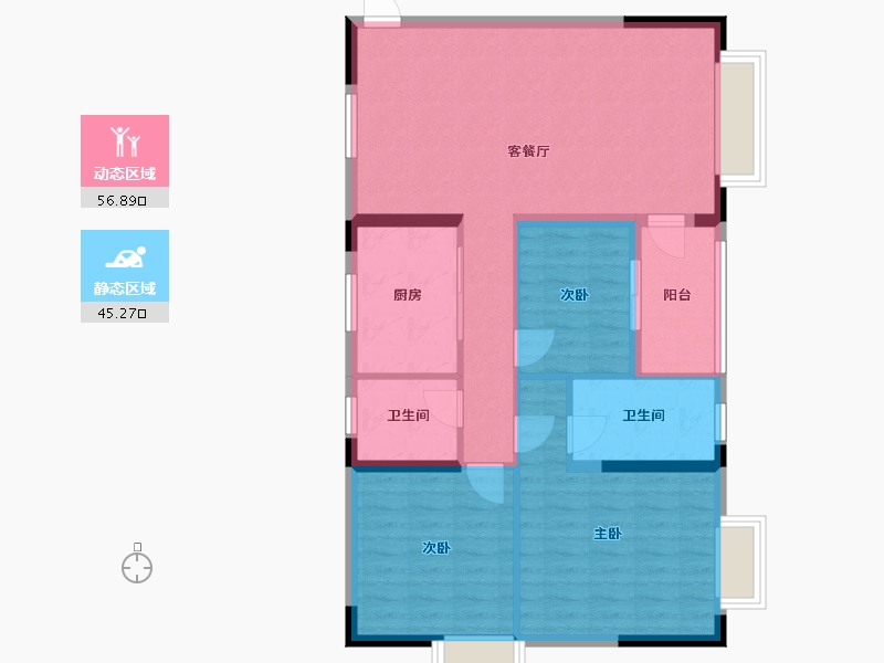 广东省-梅州市-锦正华府B06-100.00-户型库-动静分区