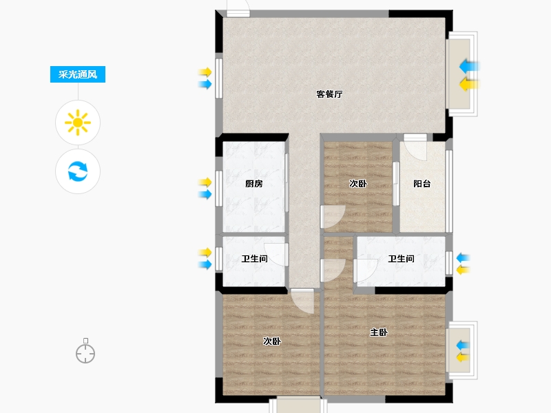 广东省-梅州市-锦正华府B06-100.00-户型库-采光通风