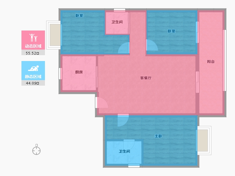 云南省-昆明市-碧桂园北城映象大观-89.45-户型库-动静分区