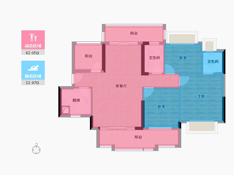 广东省-惠州市-隆生仲恺花园-84.07-户型库-动静分区