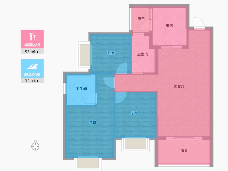 四川省-成都市-恒大牧云天峰-83.46-户型库-动静分区