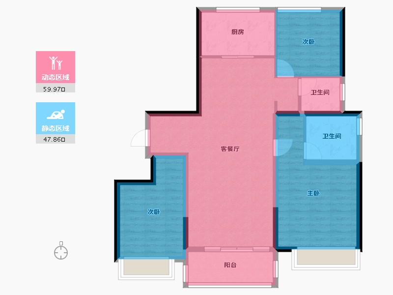 山东省-烟台市-绿城留香园-96.79-户型库-动静分区