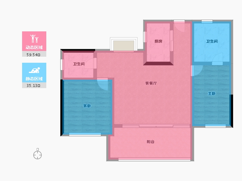 海南省-三亚市-湖光山舍-84.67-户型库-动静分区