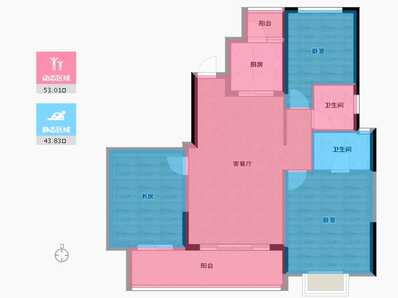 四川省-成都市-龙潭寺TOD龙潭九章-86.85-户型库-动静分区