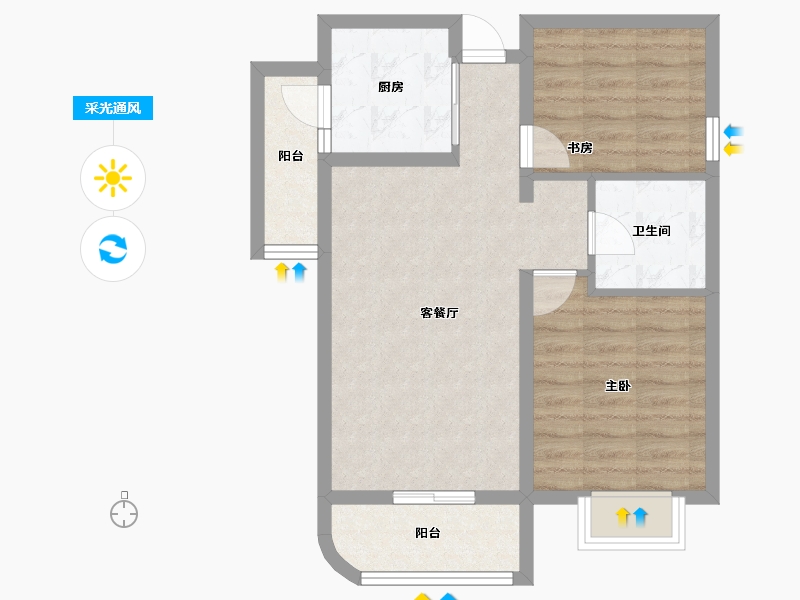 云南省-昆明市-江东铂悦湾-62.26-户型库-采光通风